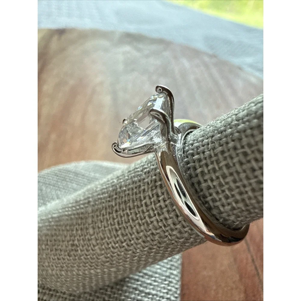 QVC Diamonique CZ Sterling Silver Rhodium Plated 1 Carat Solitaire Ring Size 4